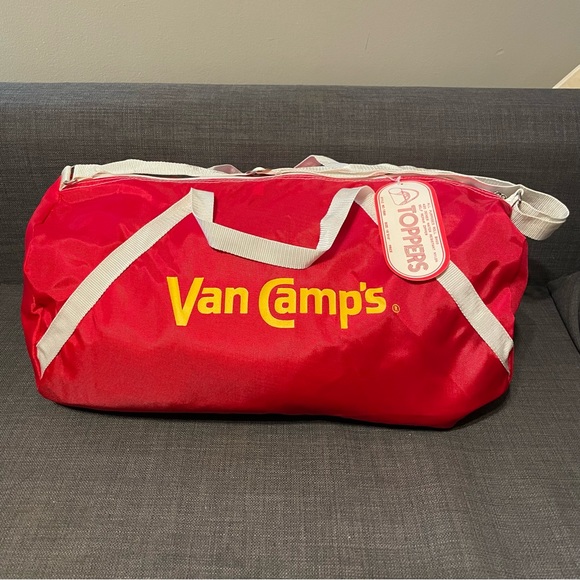 Bags Nos Van Camps Duffel Bag Vintage Pork And Beans Gym Bag Red